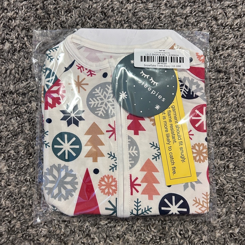 NWT Little Sleepies Modern and Merry Christmas Zippy 12-18 months